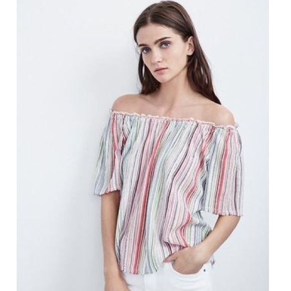 Velvet Graham Spencer Striped Off-the-Shoulder Top - Picture 4 of 5